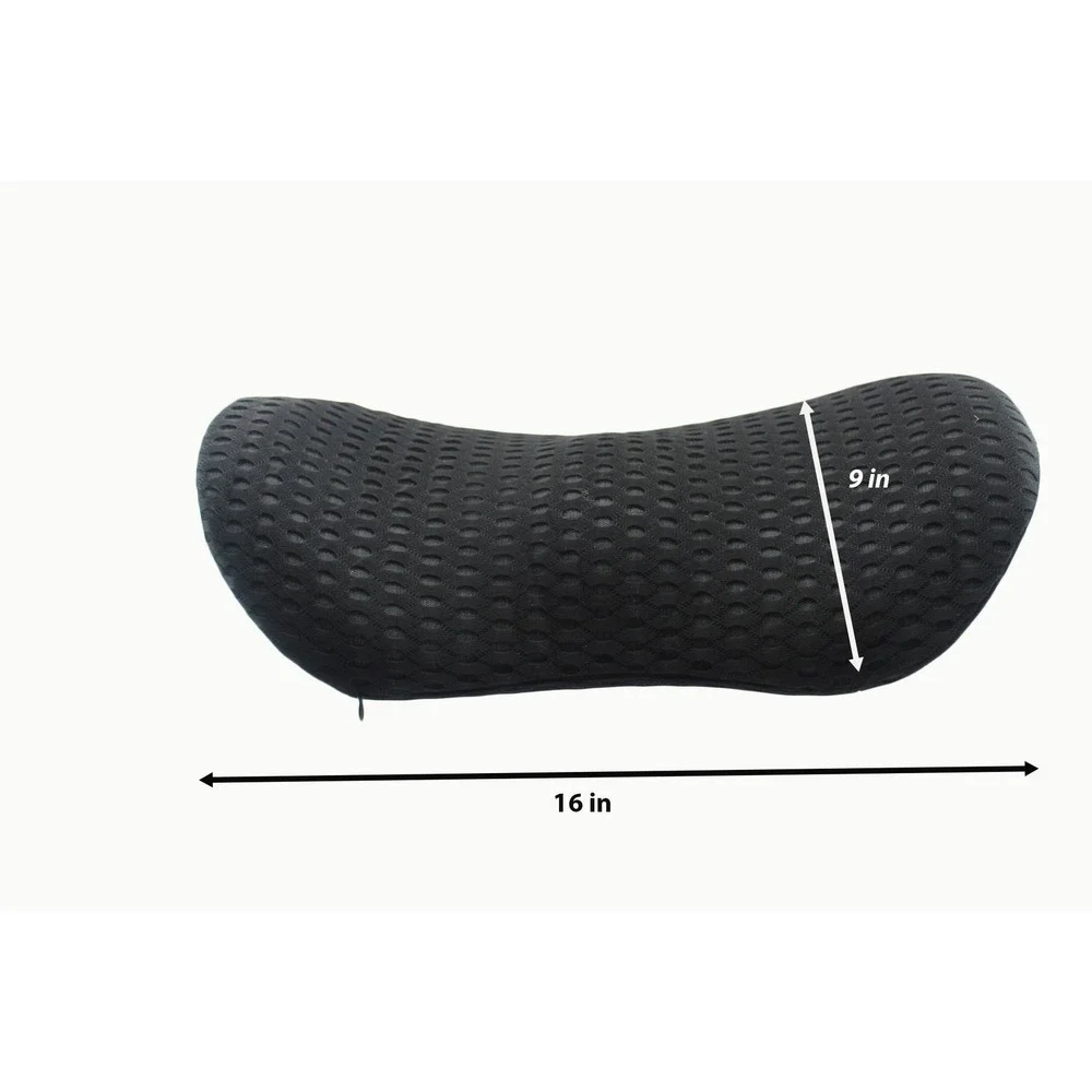 Black Ergonomic Lumbar Support Pillow Memory‎ Foam Back Cushion 3D Mesh Cover